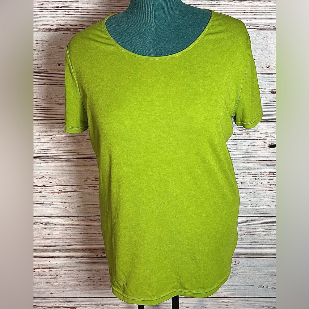 Lauren Ralph Lauren 1X Lime Green Stretchy Cotton SS Tee Plus Size